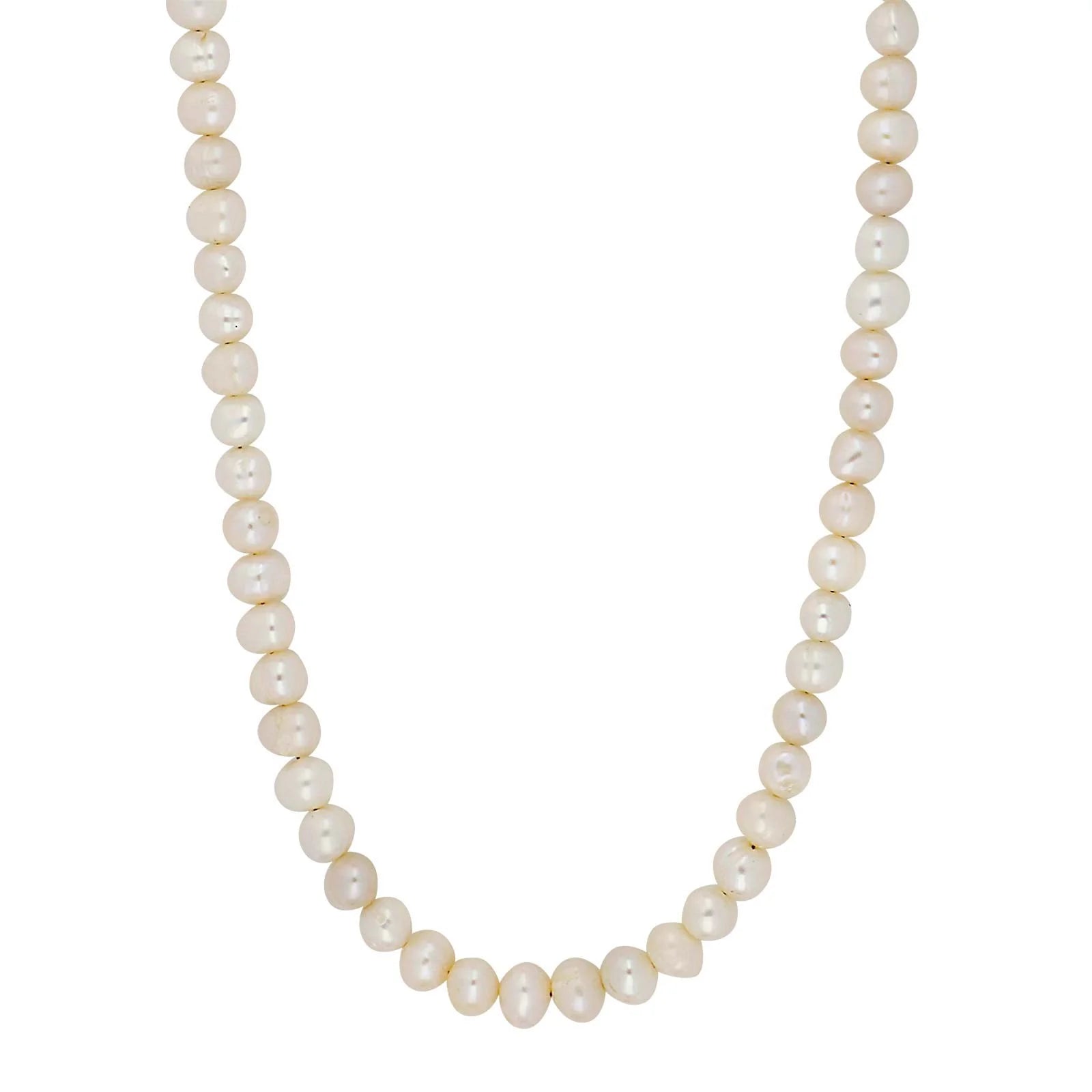 Ferskvandsperlekæde m/rhod. forg. lås 6 mm - Urma.dk