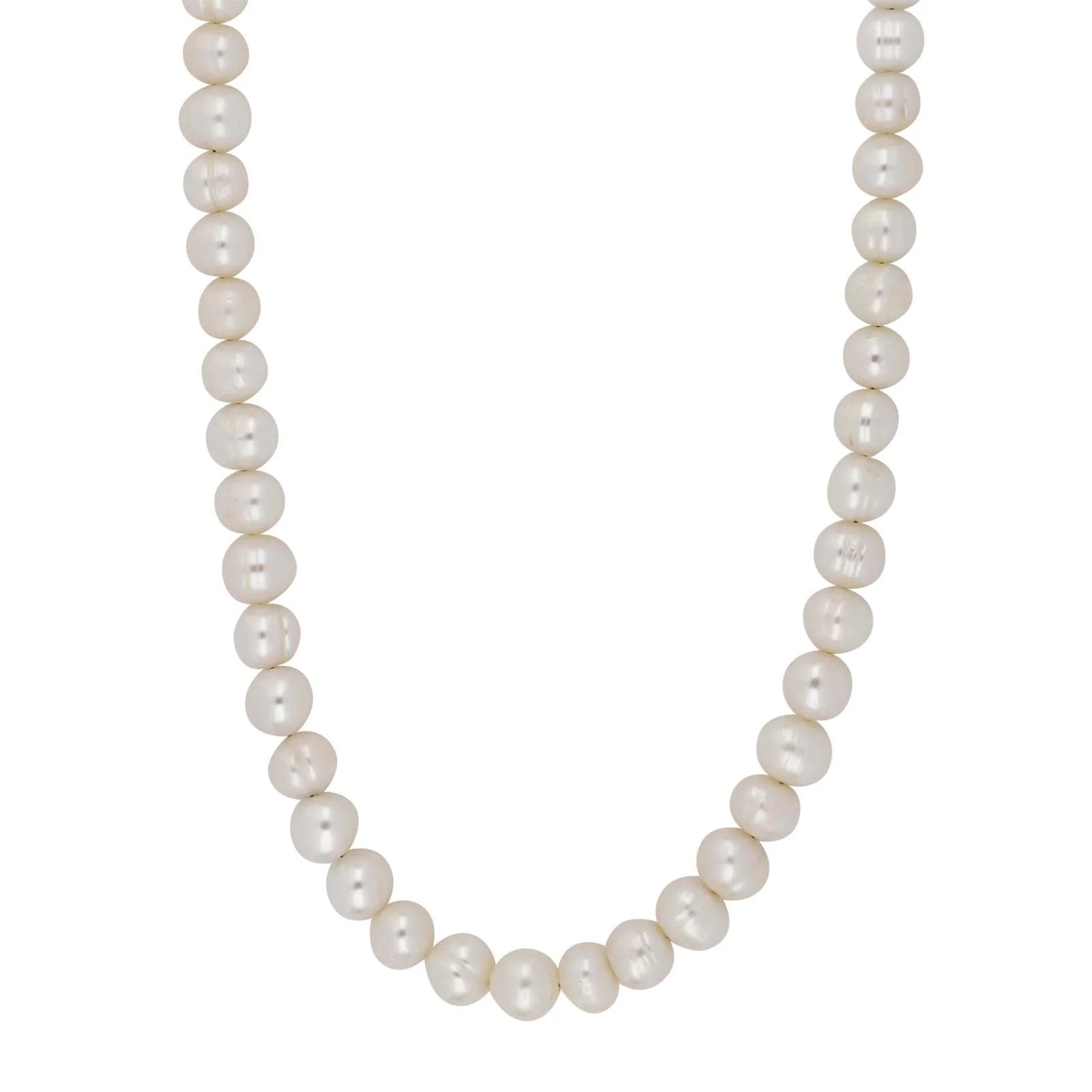 Ferskvandsperlekæde m/rhod. sølv lås 8 mm - Urma.dk