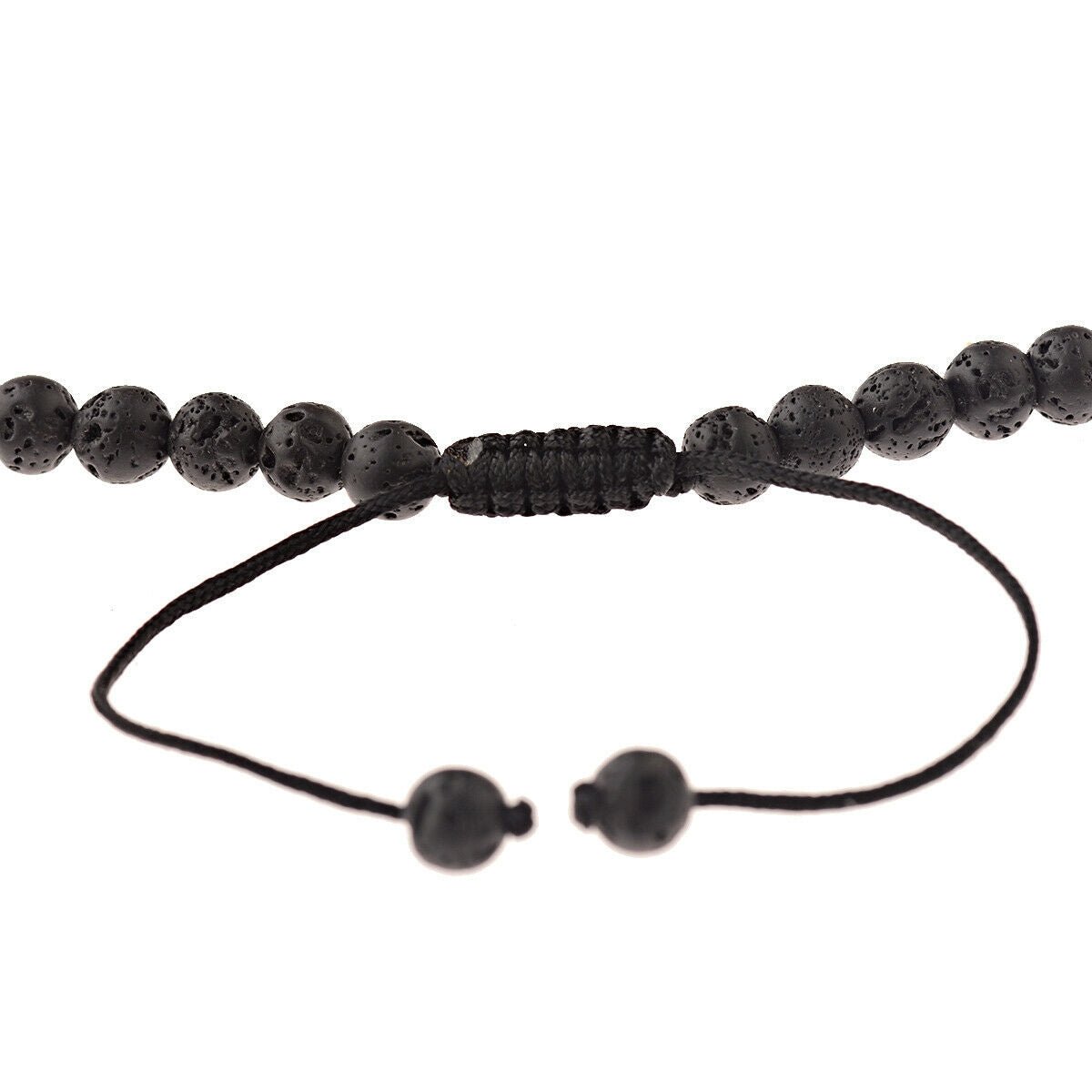 Flettet halskæde med lava stene. - Urma.dk
