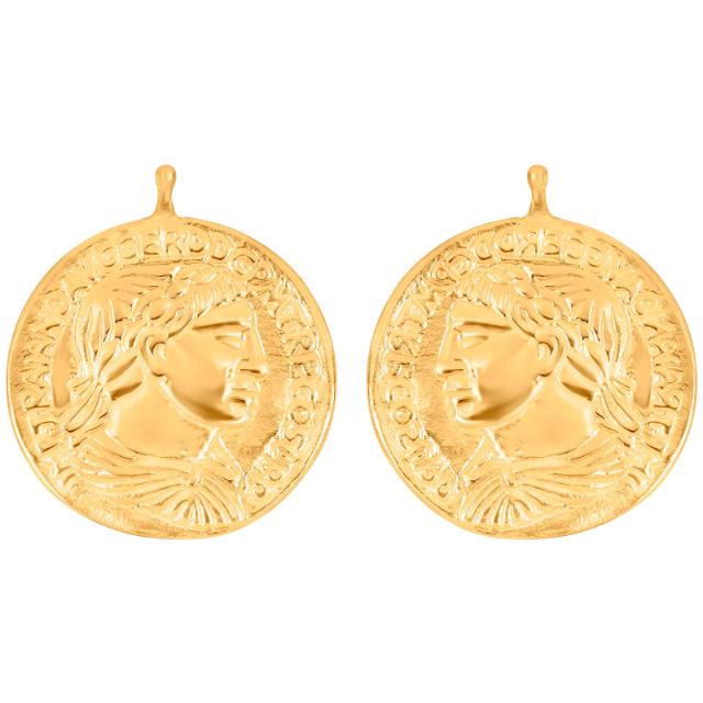 Forg. sølv system - vedhæng mønt 23x23mm - par - Urma.dk