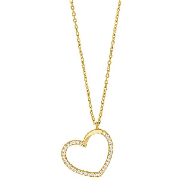 Forg. sølv vedhæng hjerte med cz inkl. kæde - Urma.dk