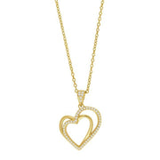 Forg. sølv vedhæng med hjerter 18mm inkl. kæde - Urma.dk