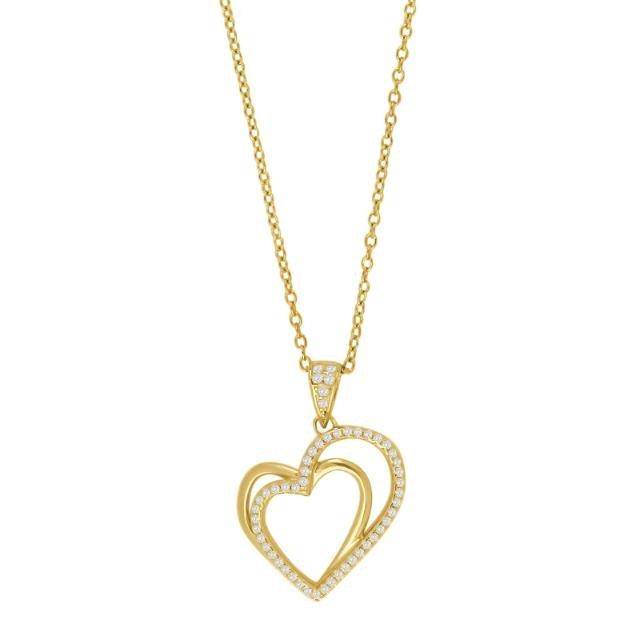 Forg. sølv vedhæng med hjerter 18mm inkl. kæde - Urma.dk