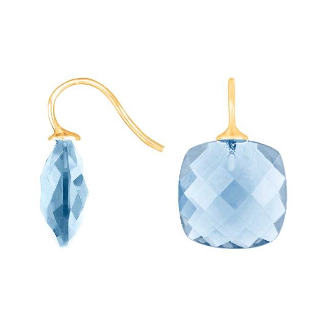 Forg. sølvøreh. m/kvartsglas facetteret farve36 - Urma.dk