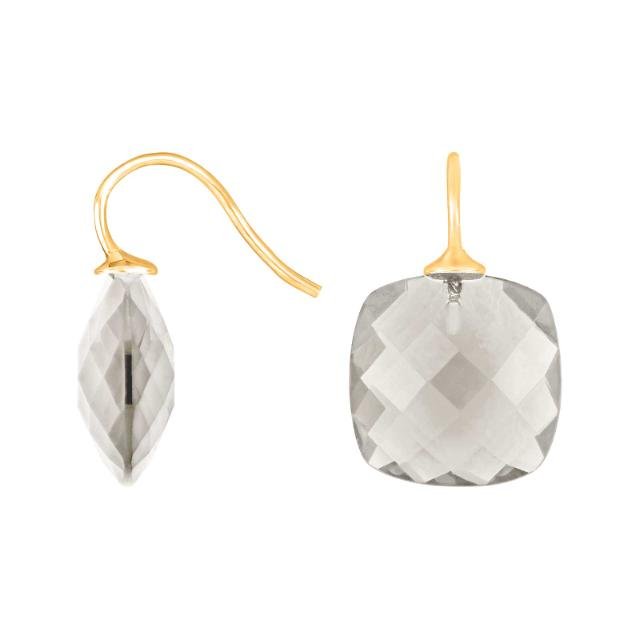 Forg. sølvøreh. m/kvartsglas facetteret farve66 - Urma.dk