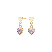 Forg. sølvørehængere hjerte m. rosa mix cz - Urma.dk