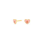 Forg. sølvørestikker hjerte m. lyserød emalje - Urma.dk