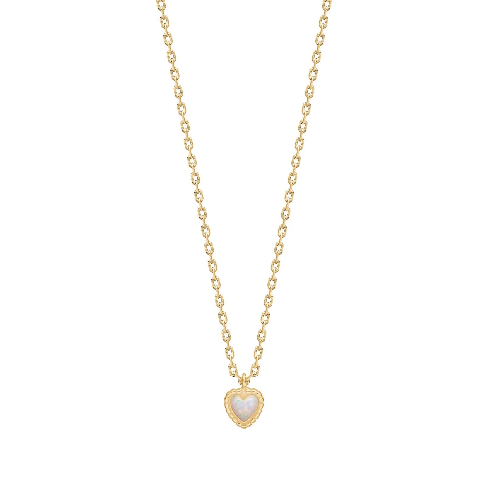 Forg. sølvvedhæng hjerte m/ hvid opal - Urma.dk