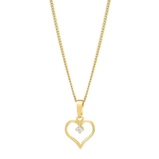 Forg. sølvvedhæng hjerte m/cz inkl. kæde - Urma.dk