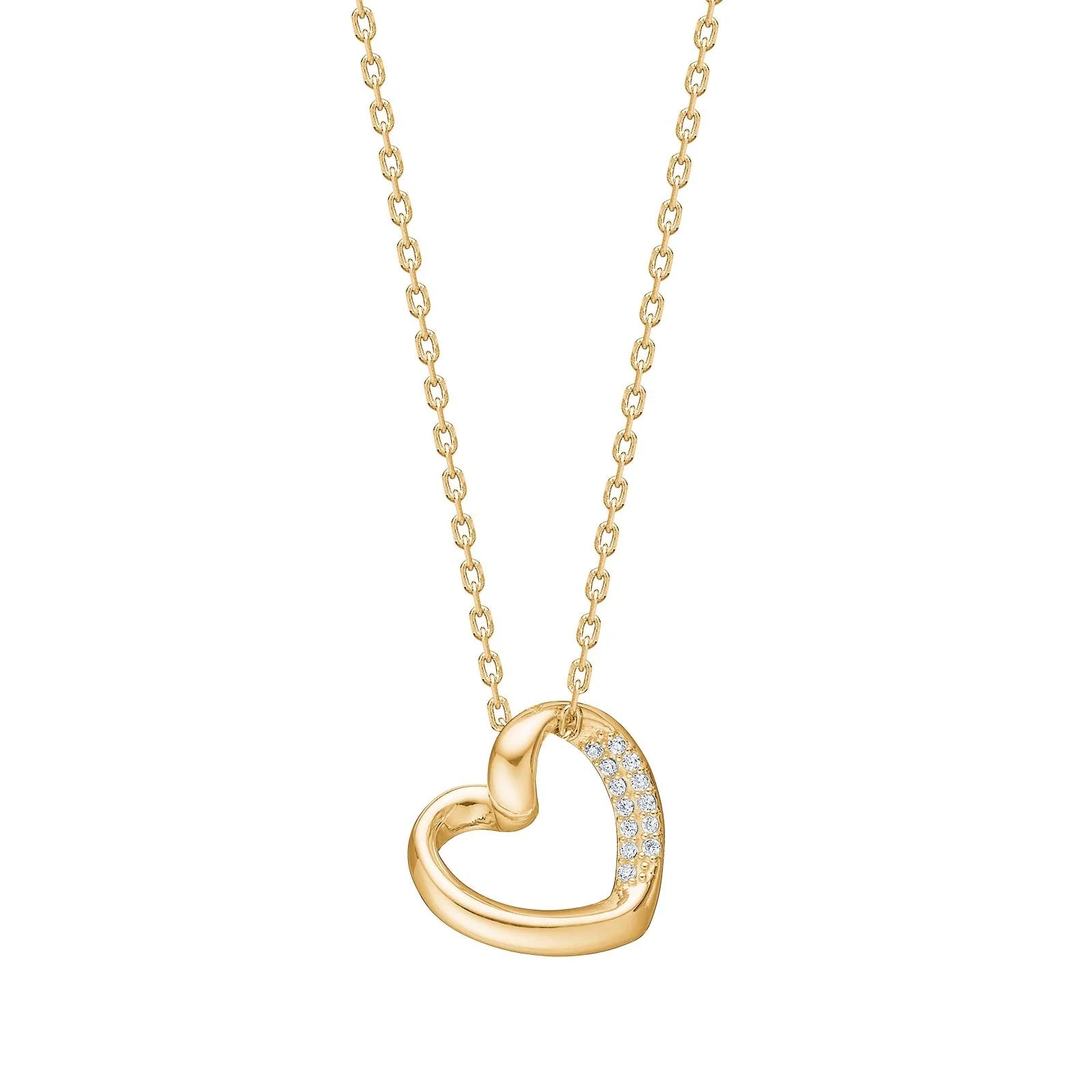 Forg. sølvvedhæng hjerte m/cz inkl. kæde - RiveraNor - Urma.dk