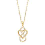 Forg. sølvvedhæng hjerte/engel m/cz inkl. kæde - RiveraNor - Urma.dk