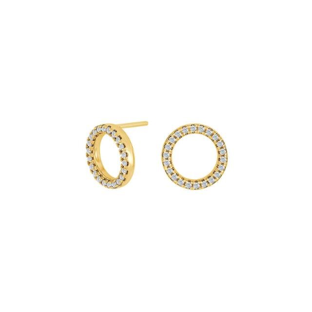 Forgyldt ørestikker ANNANOR cirkel med cz. 10mm - Urma.dk