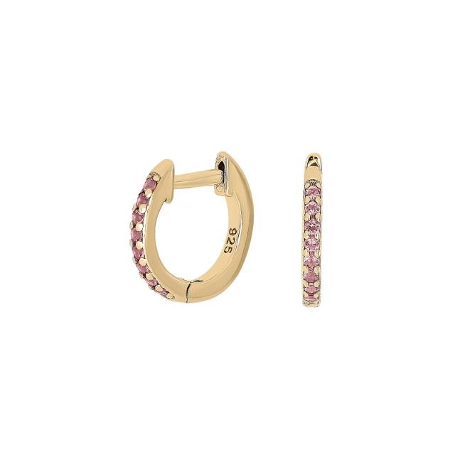 Forgyldt sølv creol lyserød cz HELLENOR - Urma.dk