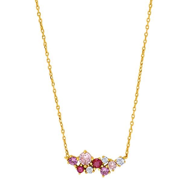 Forgyldt sølv halskæde NADINENOR lyserød - Urma.dk