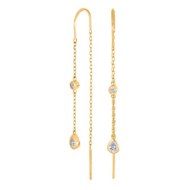 Forgyldt sølv ørehængere 2cz LINENOR - Urma.dk