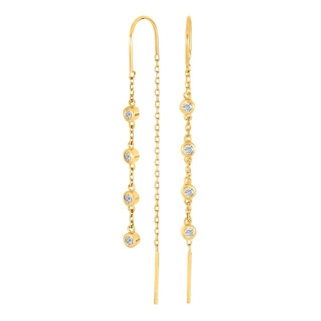 Forgyldt sølv ørehængere 4cz LINENOR - Urma.dk