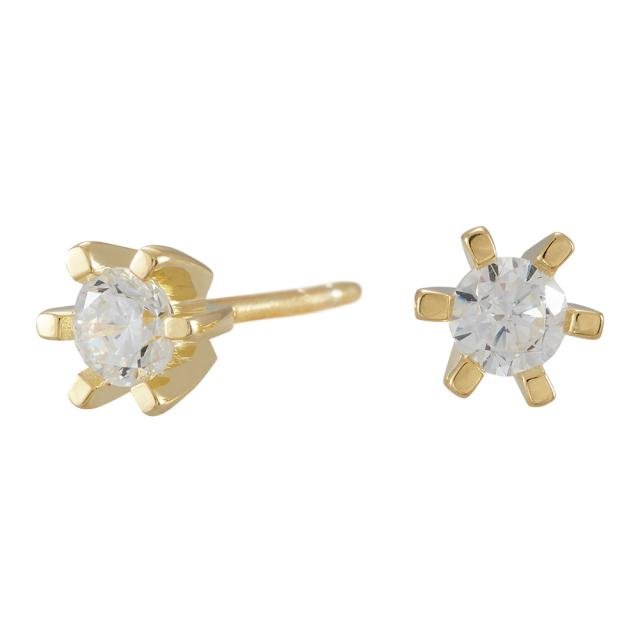 Forgyldt sølv øreringe 6 grabber med 3mm cz - Urma.dk