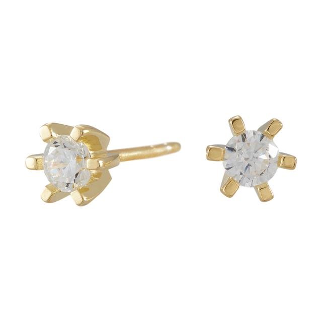 Forgyldt sølv øreringe 6 grabber med 4,5mm cz - Urma.dk