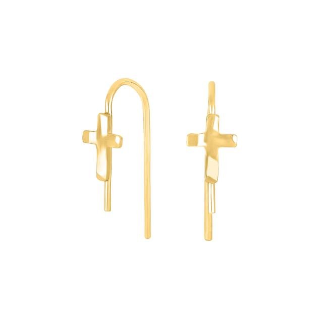Forgyldt sølv ørestikker BUY52 kors - Urma.dk