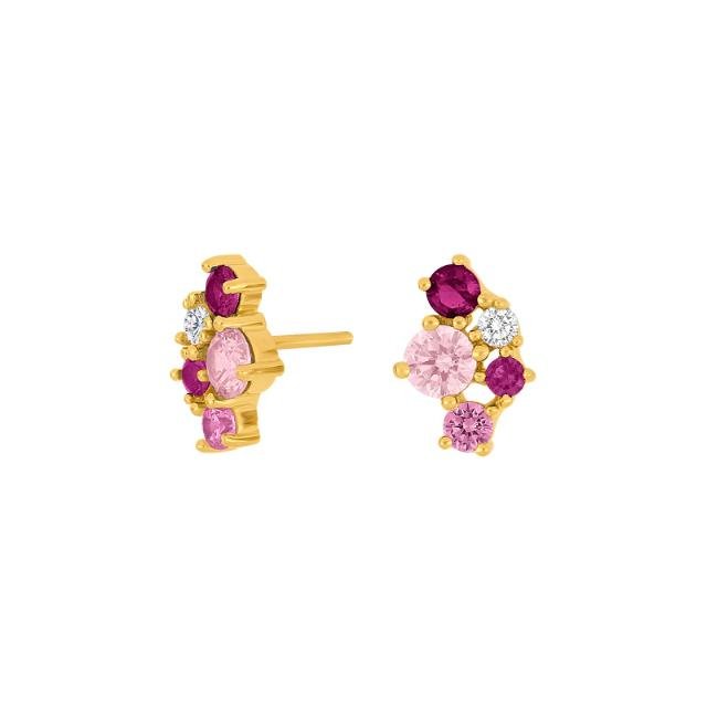 Forgyldt sølv ørestikker NADINENOR 2 lyserød - Urma.dk