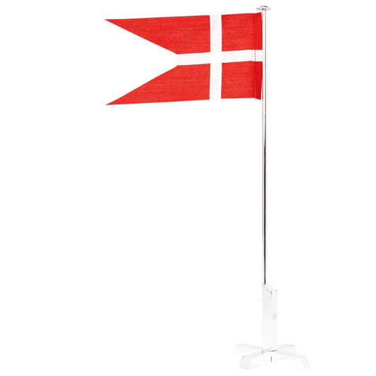 Forsølvet flagstang m. krydsfod 35 cm - Urma.dk