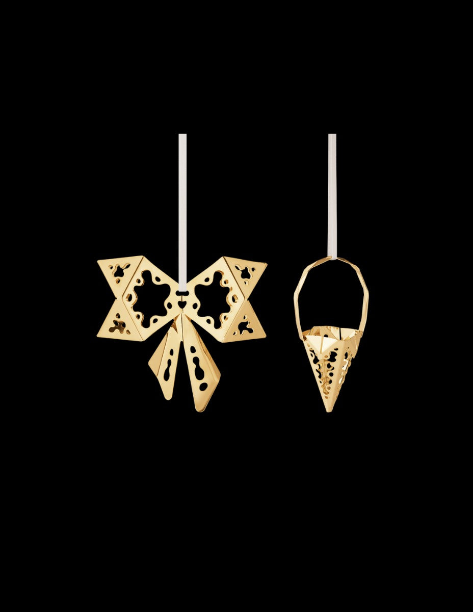 Georg Jensen juleornament 2022 - sæt - Sløjfe og Kræmmerhus