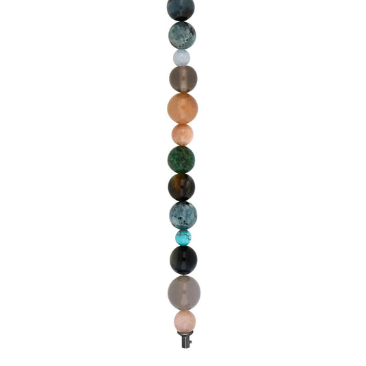 Grå agate, sol sten, tiger øje, howlite, jasper, labradorit, quatz system - kæde - Urma.dk