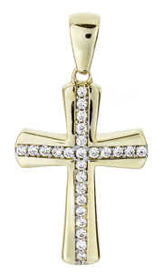 Guld vedhæng, kors i 14 karat med zirkonia - Urma.dk