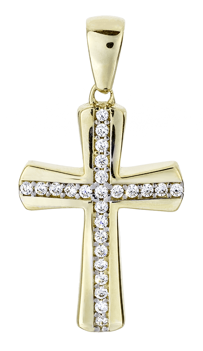 Guld vedhæng, kors i 14 karat med zirkonia - Urma.dk