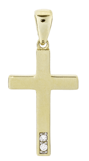 Guld vedhæng, kors i 14 karat med zirkonia - Urma.dk