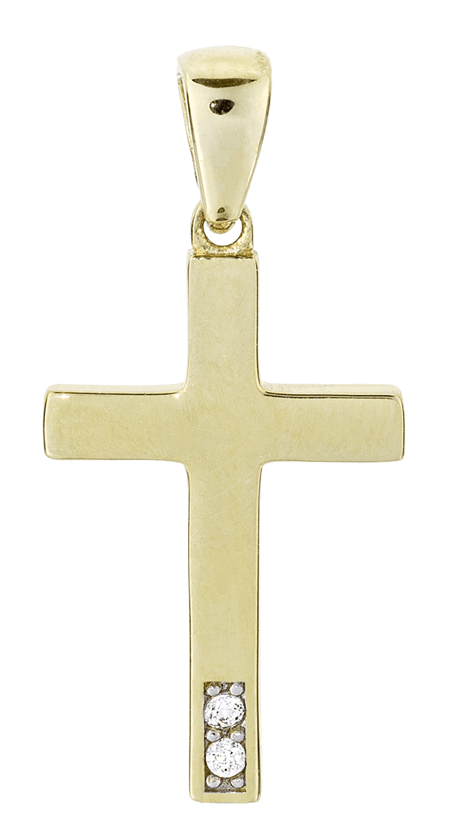 Guld vedhæng, kors i 14 karat med zirkonia - Urma.dk