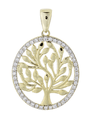 Guld vedhæng, Livets træ i 14 karat med zirkonia - Urma.dk