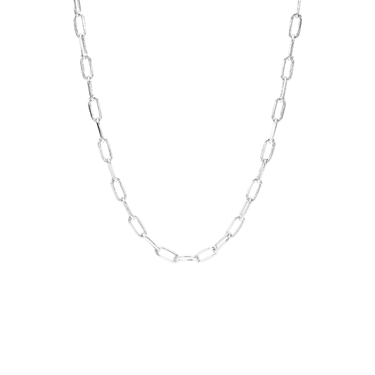 Halskæde 12mm led, 45cm, sølv
