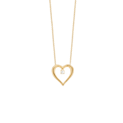 Halskæde, 14kt guld hjerte m/0,03ct diam