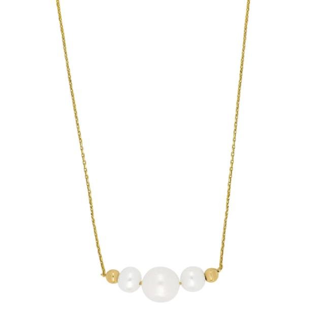 Halskæde 9 karat guld, m/ fvk. perler - 42 cm - Urma.dk
