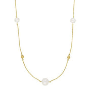 Halskæde 9 karat guld, m/ fvk. perler - 42 cm - Urma.dk