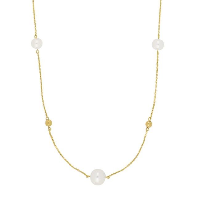 Halskæde 9 karat guld, m/ fvk. perler - 42 cm - Urma.dk