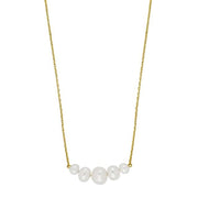 Halskæde 9 karat guld, m/ fvk. perler - 45 cm - Urma.dk
