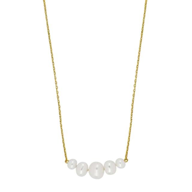 Halskæde 9 karat guld, m/ fvk. perler - 45 cm - Urma.dk