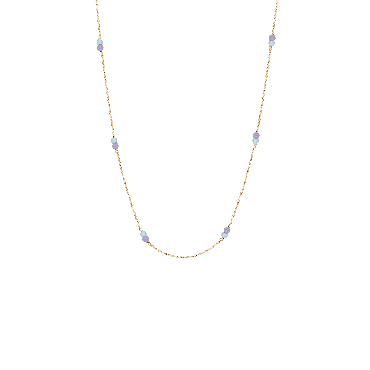 Halskæde, Amethyst/Blå Quartz, forg - Urma.dk