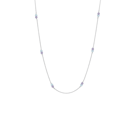 Halskæde, Amethyst/Blå Quartz, sølv