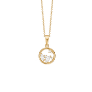 Halskæde cirkel m/6 cz, forg sølv - Urma.dk