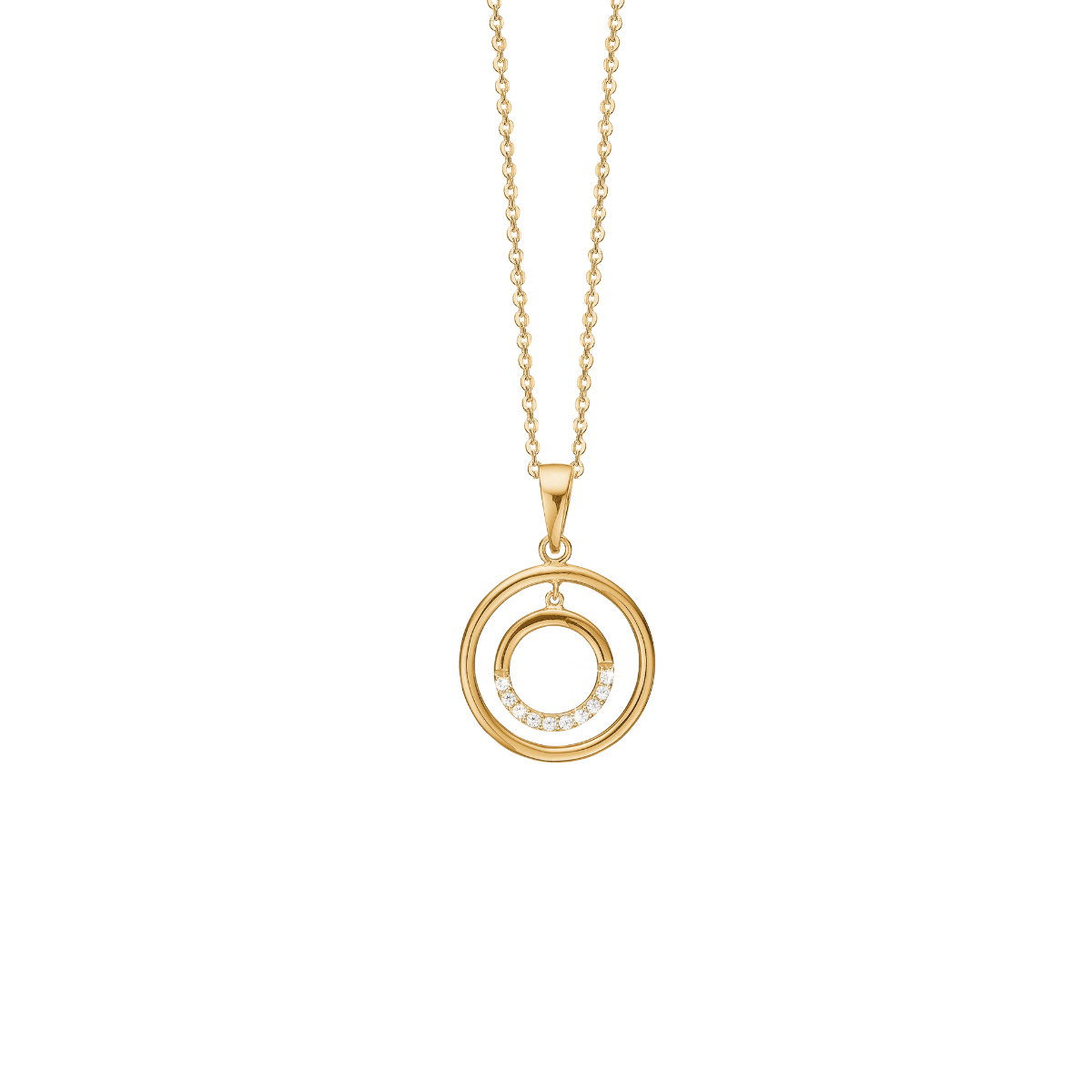 Halskæde cirkler m/10 cz, forg sølv - Urma.dk