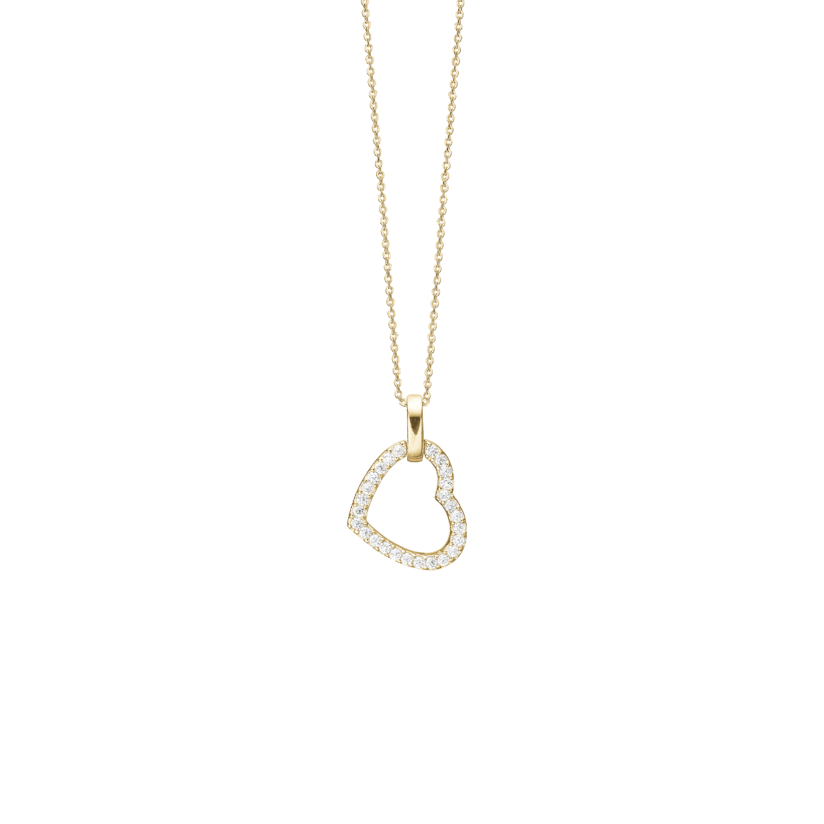 Halskæde, CZ Heart, forg. - Urma.dk