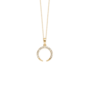 Halskæde, cz horn, 21 cz, forg sølv - Urma.dk