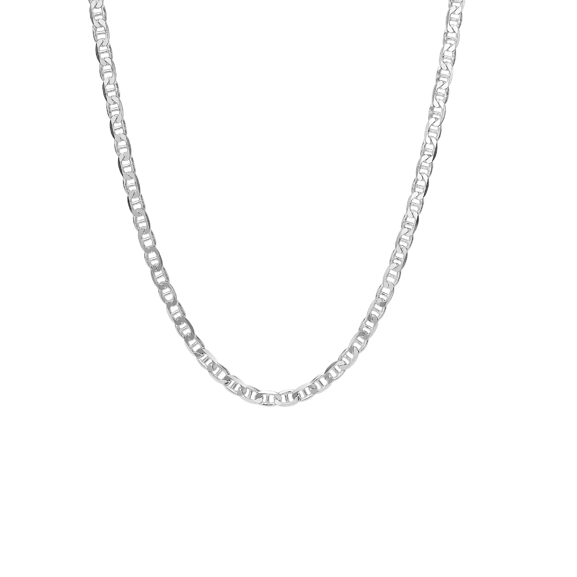 Halskæde Facet bønne, 42+3cm, sølv