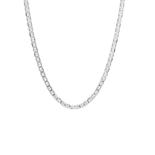 Halskæde Facet bønne, 42+3cm, sølv