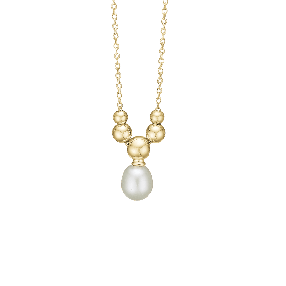 Halskæde Ferskvandsperle, 45cm, forg søl