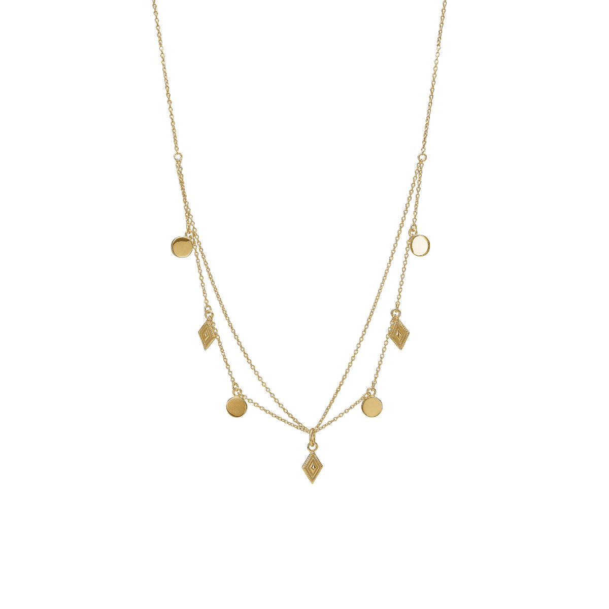 Halskæde forgyldt sølv, dobbelt kæde - Urma.dk