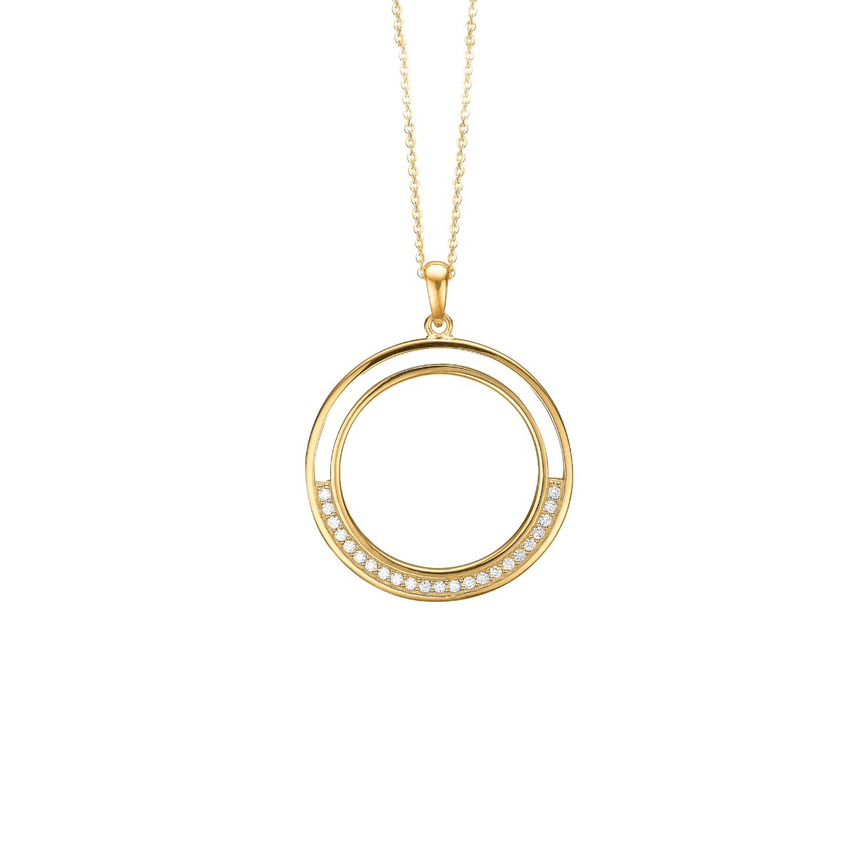 Halskæde forgyldt, stor cirkel - Urma.dk